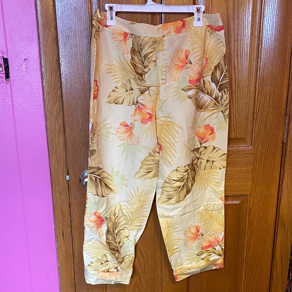 Talbots Floral Print Pants in Yellow and Orange - Picture 4 of 7